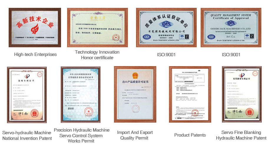 Various Automatic Production Lines Certificates